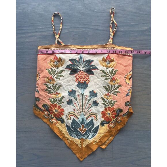 FARM RIO Regata Energies Floral Bandana Scarf Tank Top NWT Linen Blend Pineapple - Picture 7 of 9